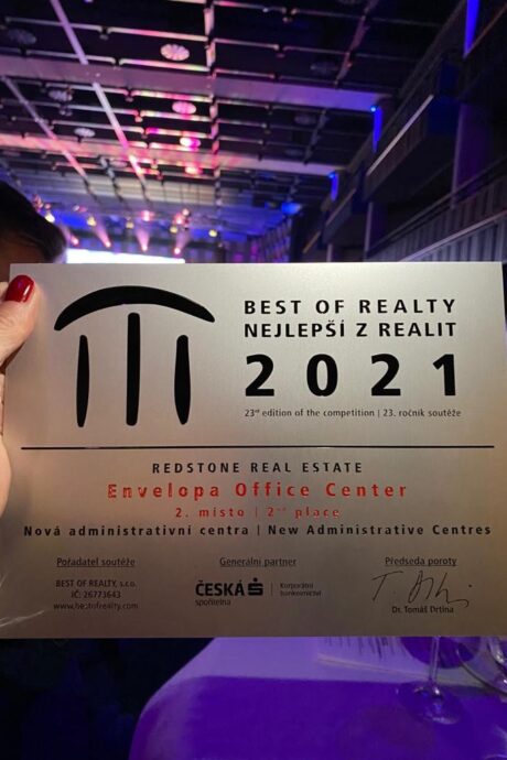 Envelopa Office Center získala ocenění Nejlepší z realit – Best of Realty za rok 2021